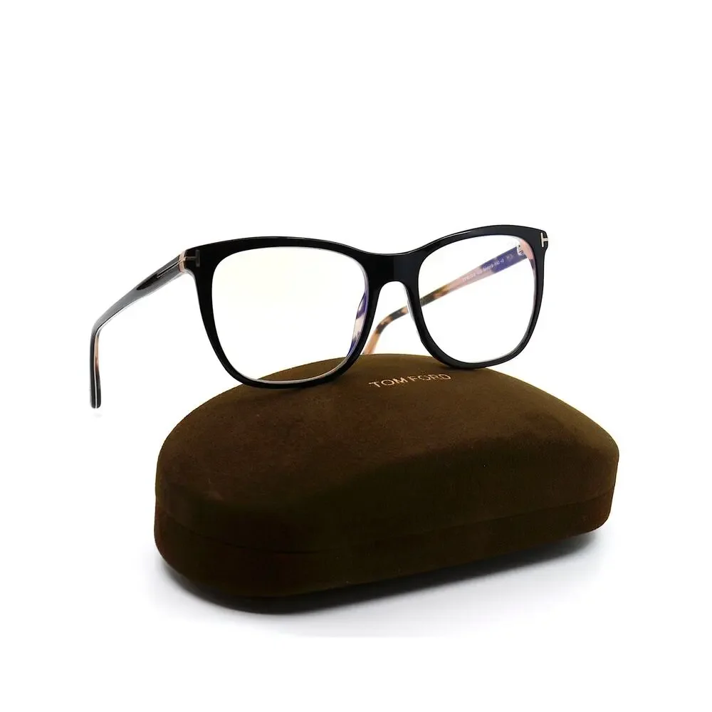 NEW TOM FORD TF5672-B 005 BLACK/HAVANA BLUE BLOCK LENS AUTHENTIC EYEGLAS…